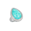 Cabochon Neon Blue 16.32 ct Paraiba Tourmaline and Diamond Ring