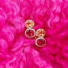 Spessartine Garnet and Rubellite Diamond Snowman Earrings