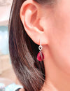 Cabochon Rubellite Pear Shape Earring Drops