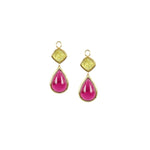 Yellow and Rubellite Tourmaline Earring Drops