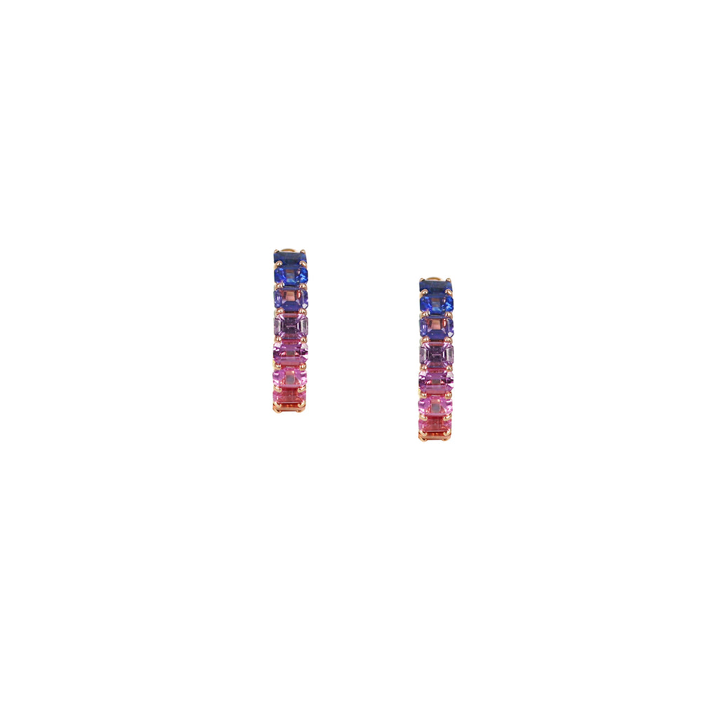 Rainbow Sapphire Earring Hoops