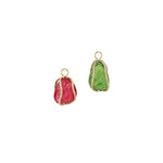 Pink and Green Tourmaline Nugget Dim Sum Earring Drops