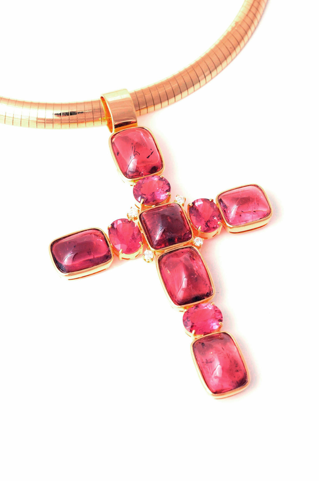 Pink Tourmaline and diamond Pendant
