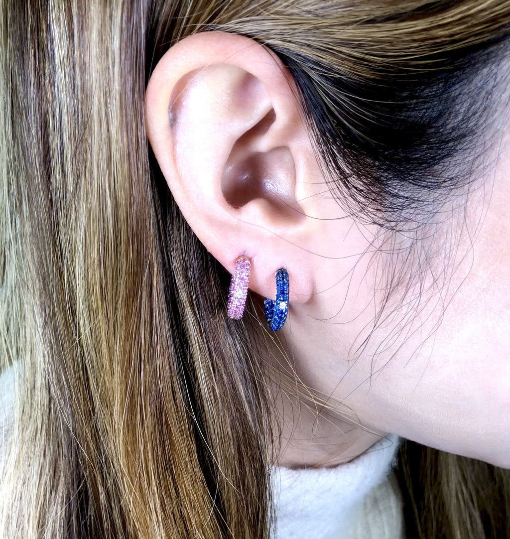 Blue Sapphire Mini Earring Hoops