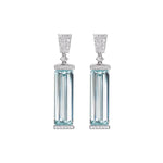Baguette Aquamarine Diamond Earrings