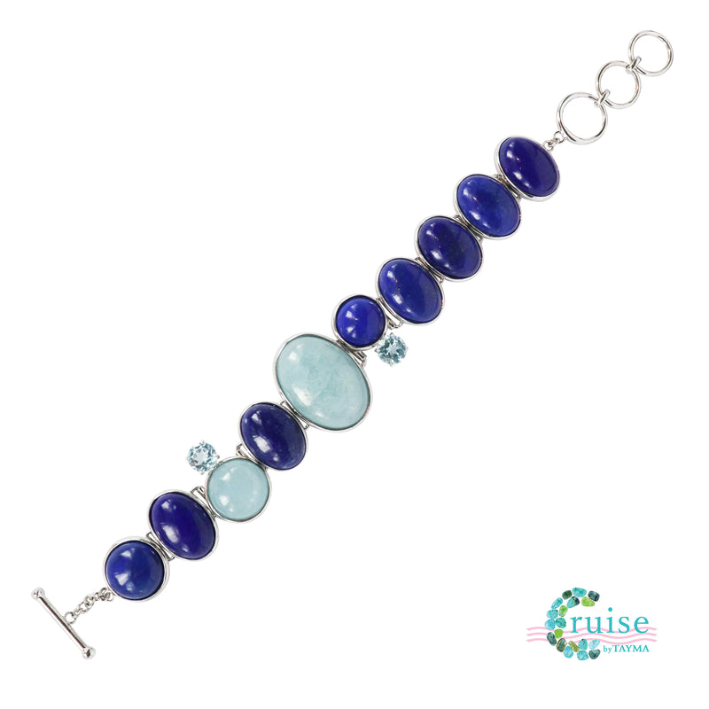 Lapis Lazuli Aquamarine and Sky Blue Topaz Bracelet