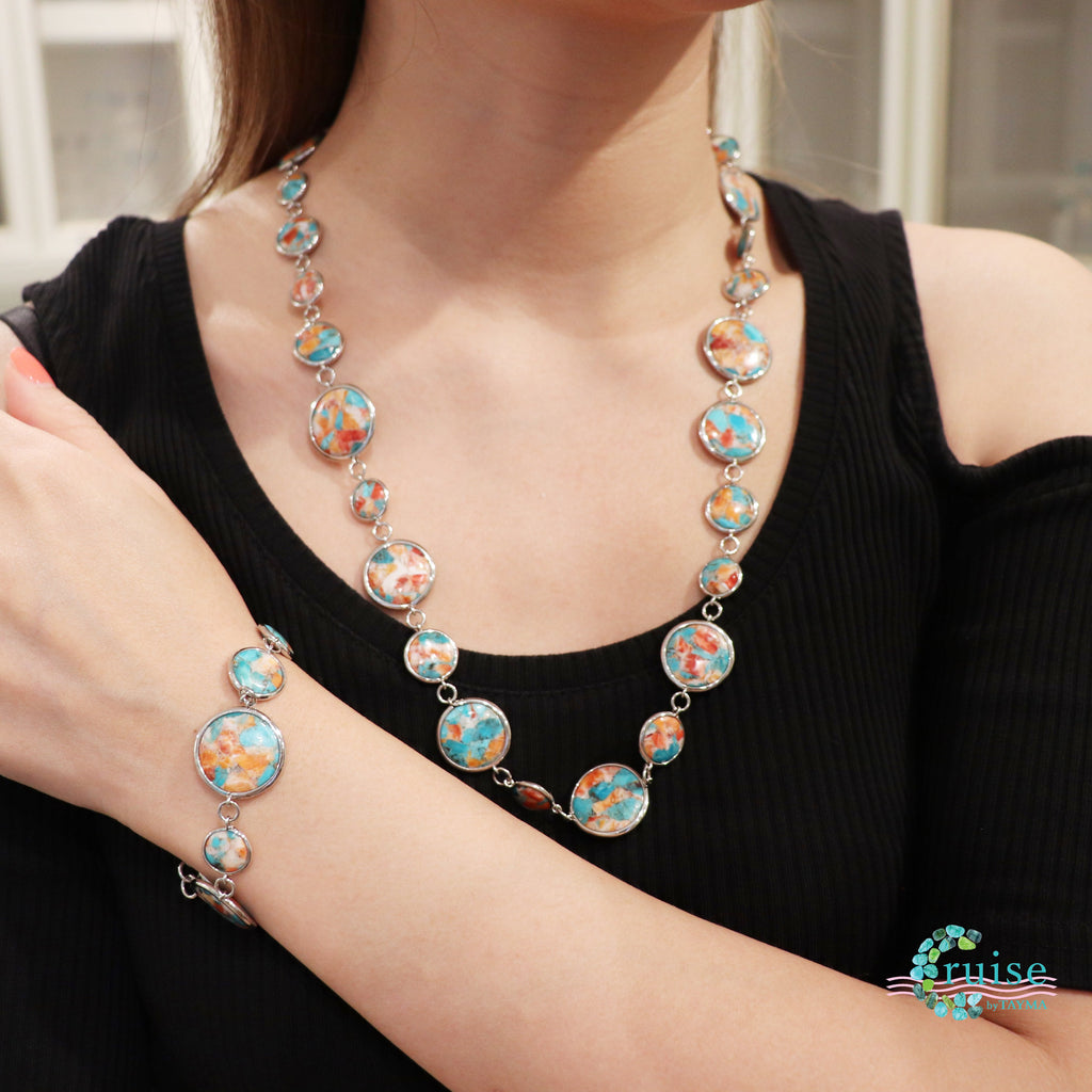 Turquoise and Shell necklace and bracelet set