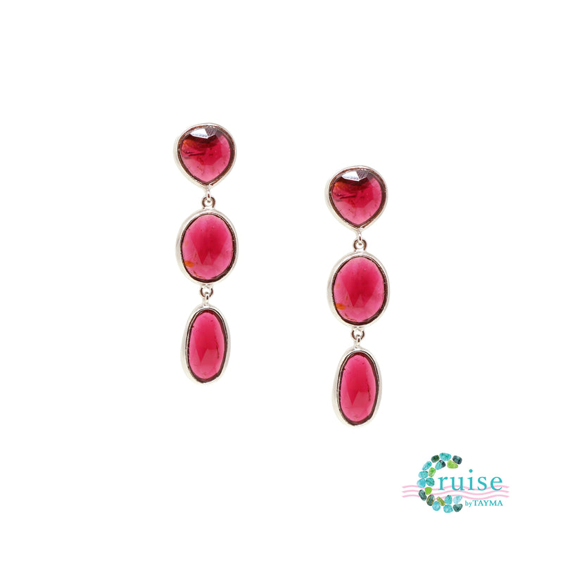 Burgundy red tourmaline earrings