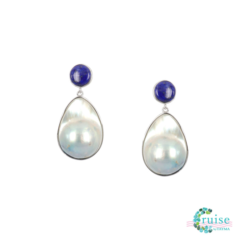 Lapis lazuli and mabe pearl earrings