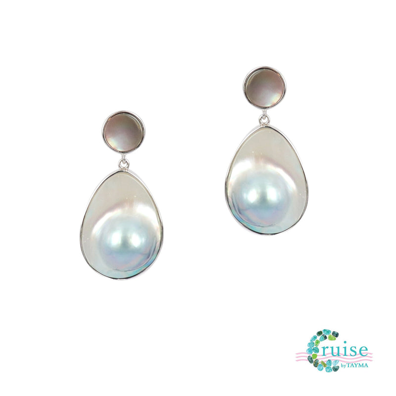 Mother of Pearl and mabe pearl earrings