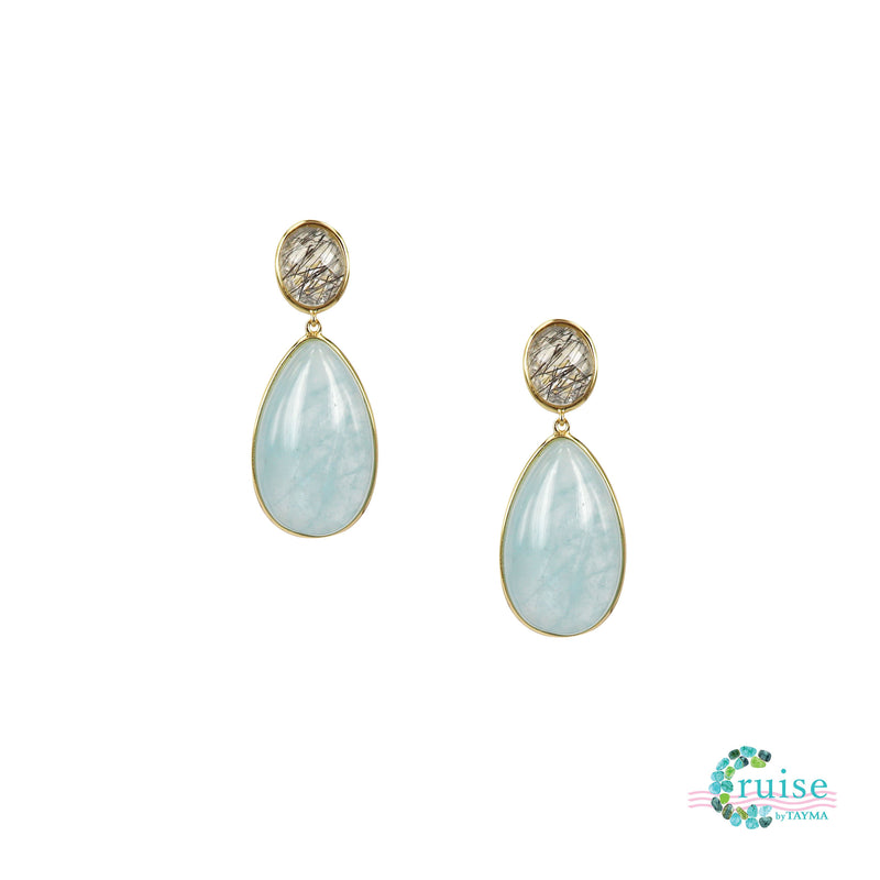 Rutilated quartz and Aquamarine earrings