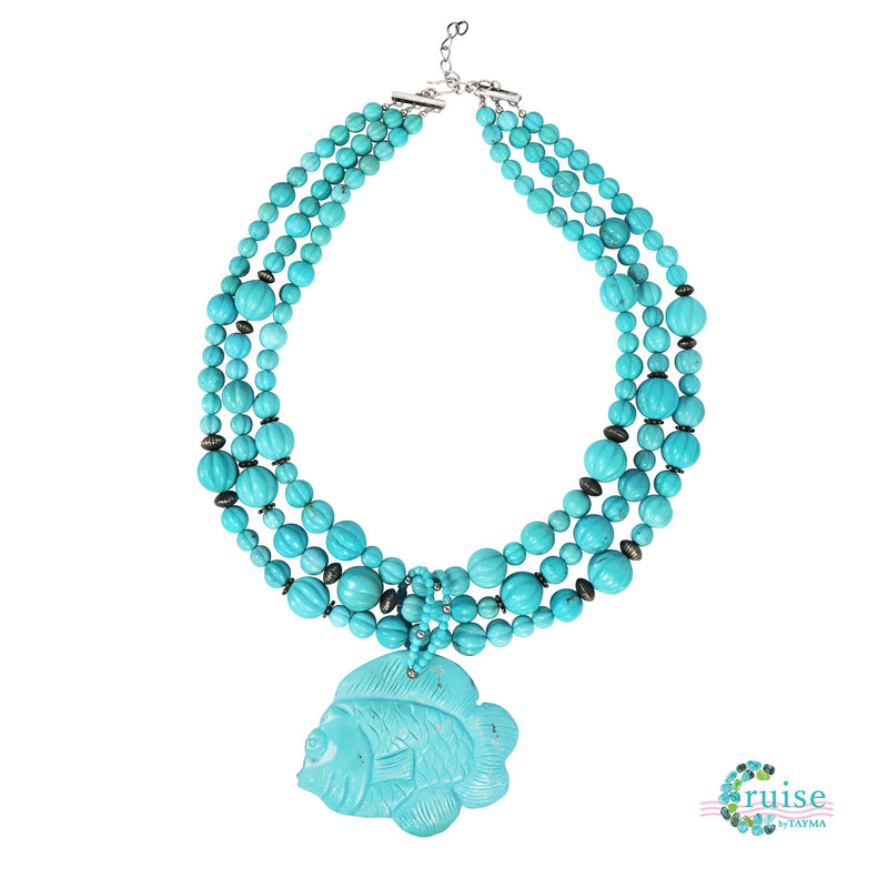 Carved Turquoise Fish necklace