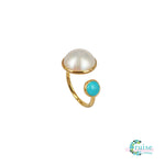 Turquoise and Mabe Pearl Duette Ring