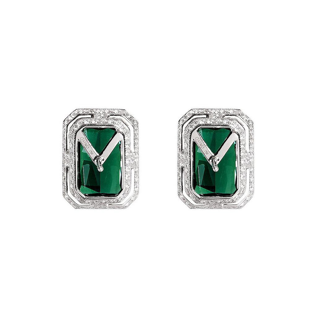 Chrome Green Tourmaline Diamond Earrings