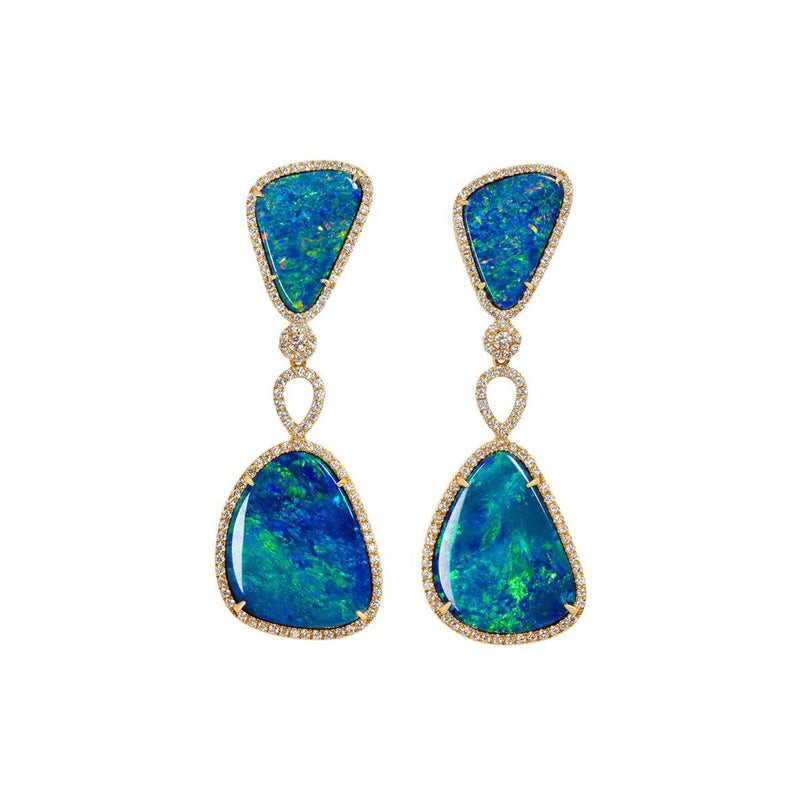 Floating Islands Collection - Opal and diamond detachable earrings