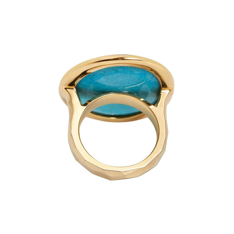 Hand Faceted Turquoise Gold Cocktail Ring