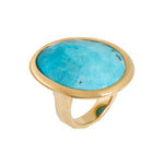 Hand Faceted Turquoise Gold Cocktail Ring