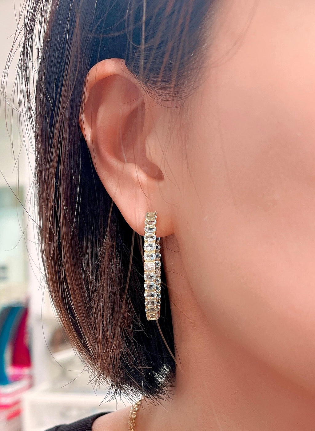 Aquamarine diamond Earring Hoops