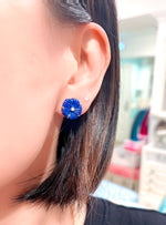 Lapis Lazuli Flower Earring Studs