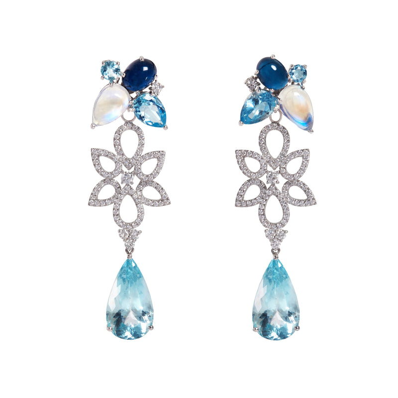 Mixology - Aquamarine and blue moonstone stud earrings