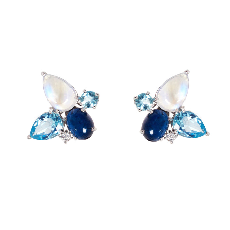 Mixology - Aquamarine and blue moonstone stud earrings