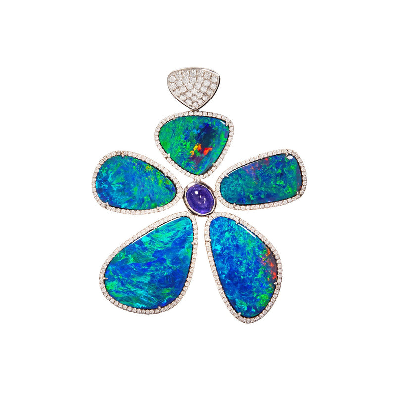 Floating Islands Collection - Opal Tanzanite and Diamond Pendant