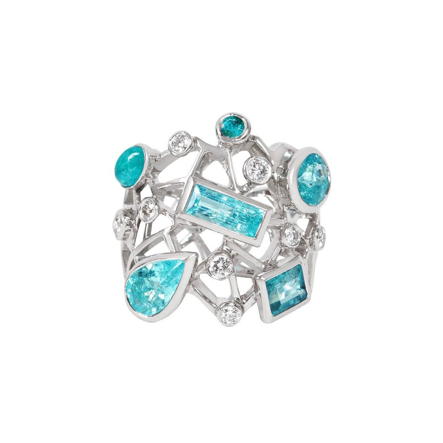 Paraiba Tourmaline Diamond Cobweb Ring – Tayma Fine Jewellery