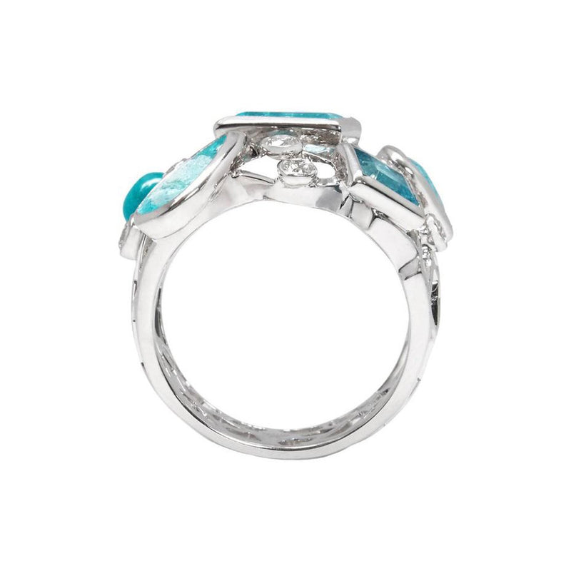 Paraiba Tourmaline Diamond Cobweb Ring