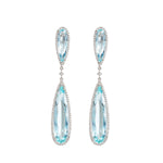 Pear Shaped Aquamarine and Diamond Earrings