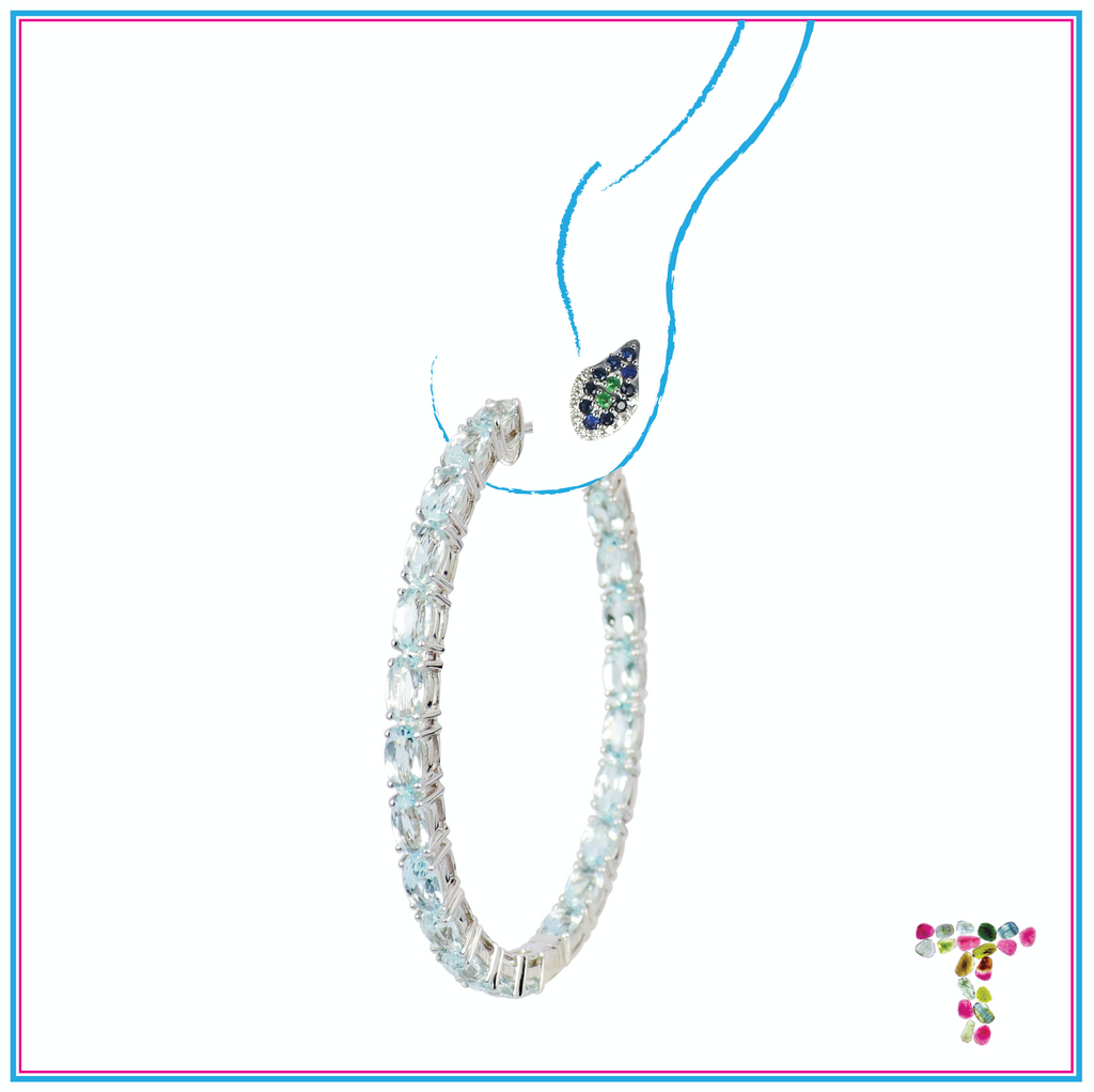 Blue Sapphire and Tsavorite Garnet Diamond Earring Studs