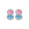 Cabochon Snowman Pink Tourmaline Aquamarine Diamond Earrings