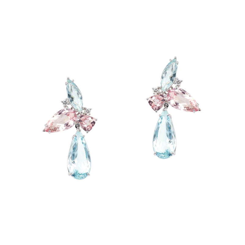 Aquamarine Morganite Diamond Earrings