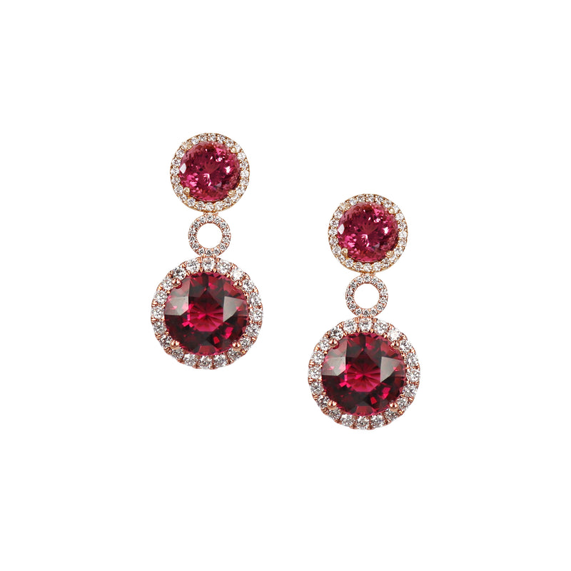 Pink Tourmaline Diamond Earring Drops