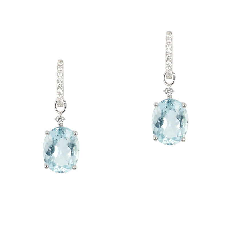 Oval Aquamarine Diamond Earring Drops