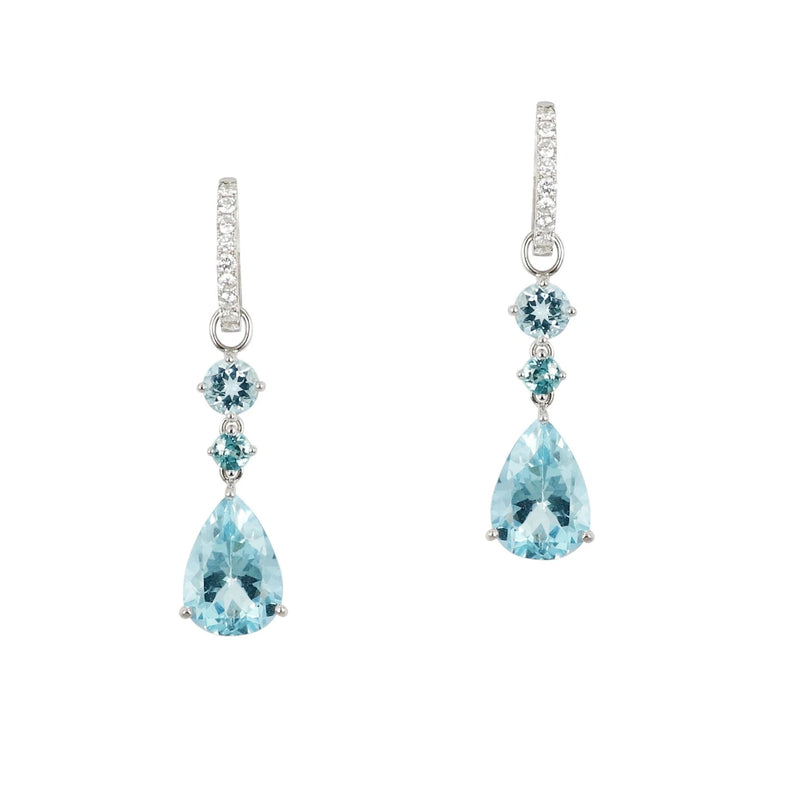 Trio Aquamarine Diamond Earring Drops