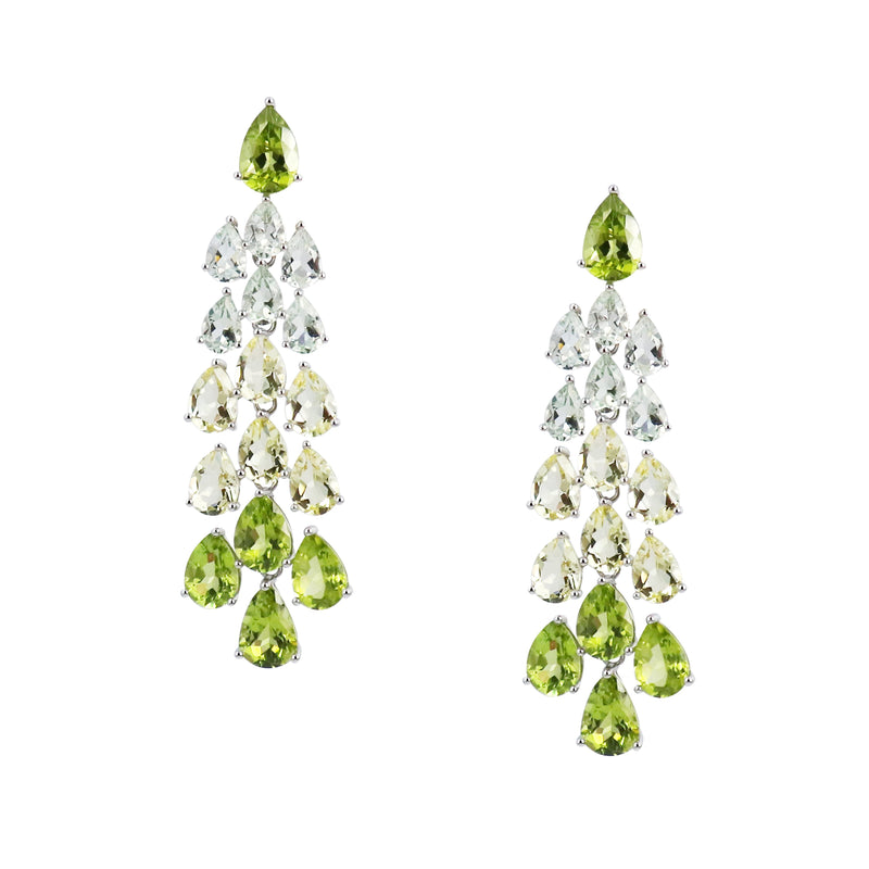 Peridot, Green Amethyst and Lemon Quartz Chandelier Earrings