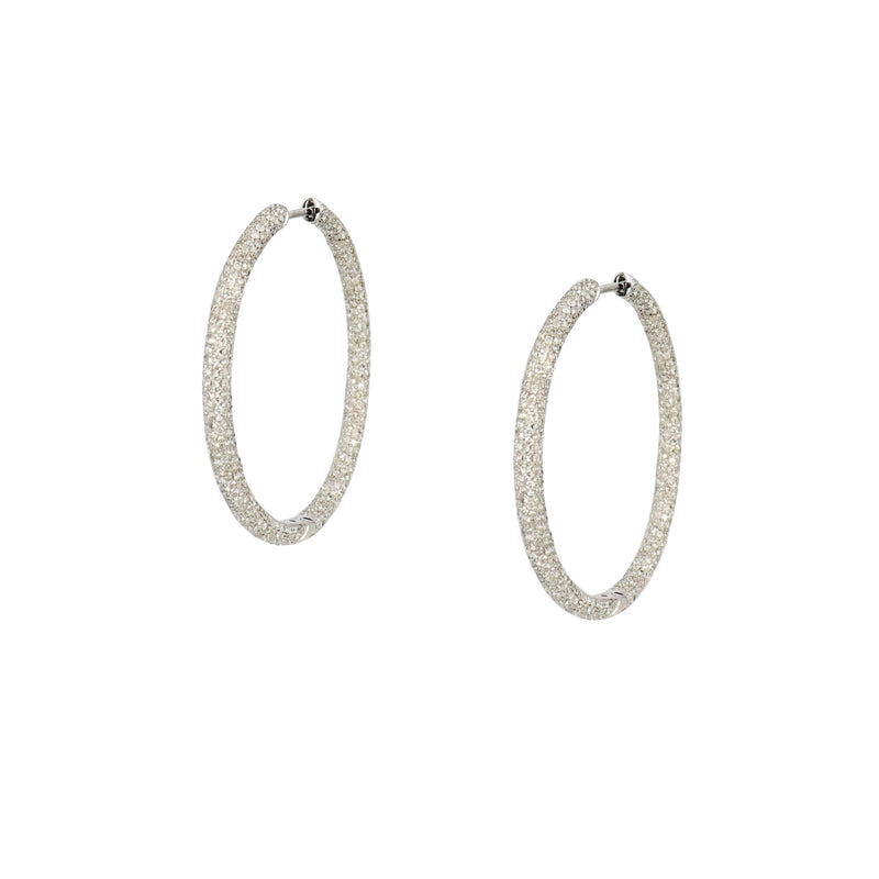 White Diamond Earring Hoops