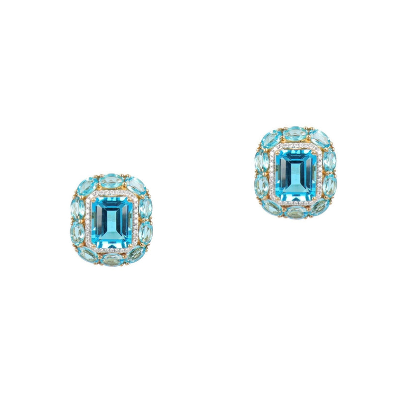 Blue Topaz Diamond Earring Studs
