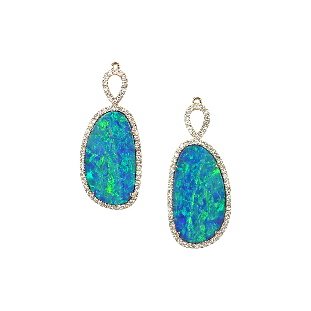 Australian Opal and Diamond Earring Drops