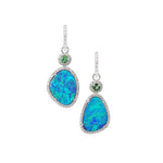 Australian Opal and Tsavorite garnet Earring Drops