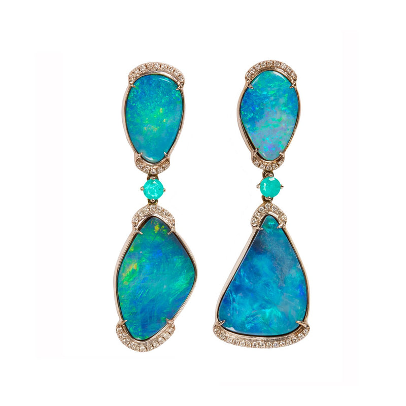 Floating Islands Collection - Opal Paraiba and Diamond Earrings