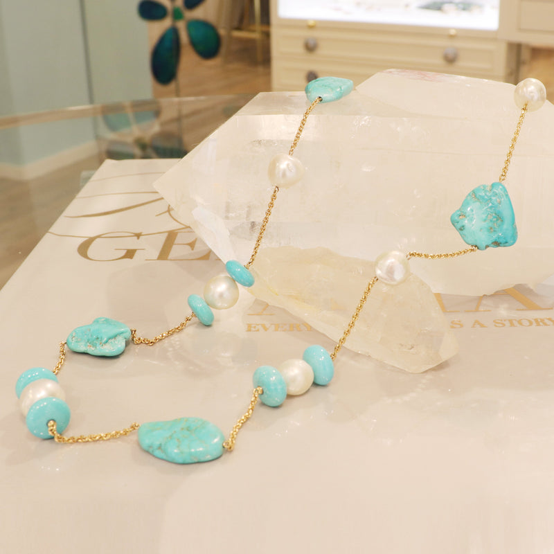 Turquoise and South Sea Pearl necklace
