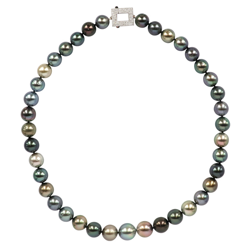 Tahitian Peacock South Sea Pearls necklace with Diamond Clasp