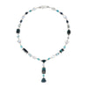 Indicolite Blue Tourmaline, Aquamarine and Moonstone Diamond Necklace, Detachable pendant