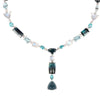 Indicolite Blue Tourmaline, Aquamarine and Moonstone Diamond Necklace, Detachable pendant