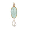 Hand carved aquamarine and southsea pearl diamond pendant