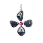 Sapphire Slice and Rubellite Diamond Pendant