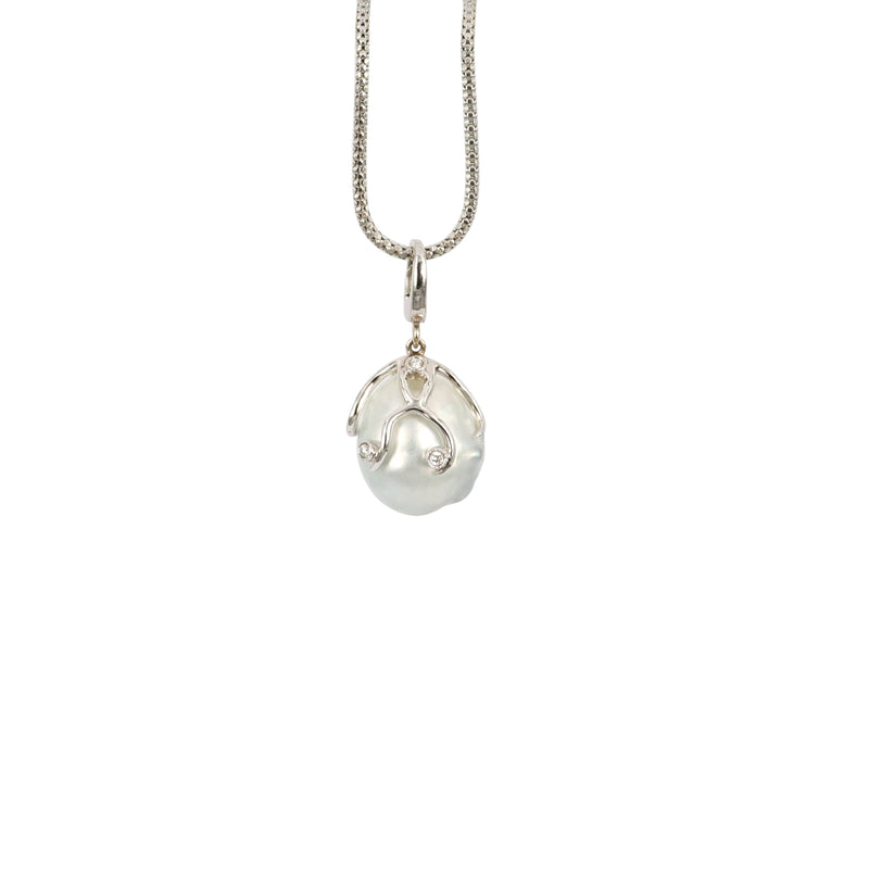 Freshwater Baroque Pearl Diamond Charm