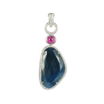 Sapphire Slice and Rubellite Diamond Pendant