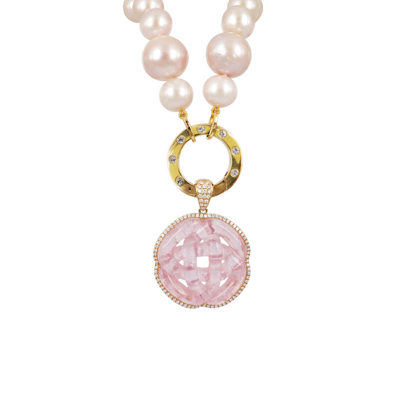 Pink Tourmaline Diamond Pendant